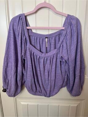 Free People Lavender Boho Peasant Top